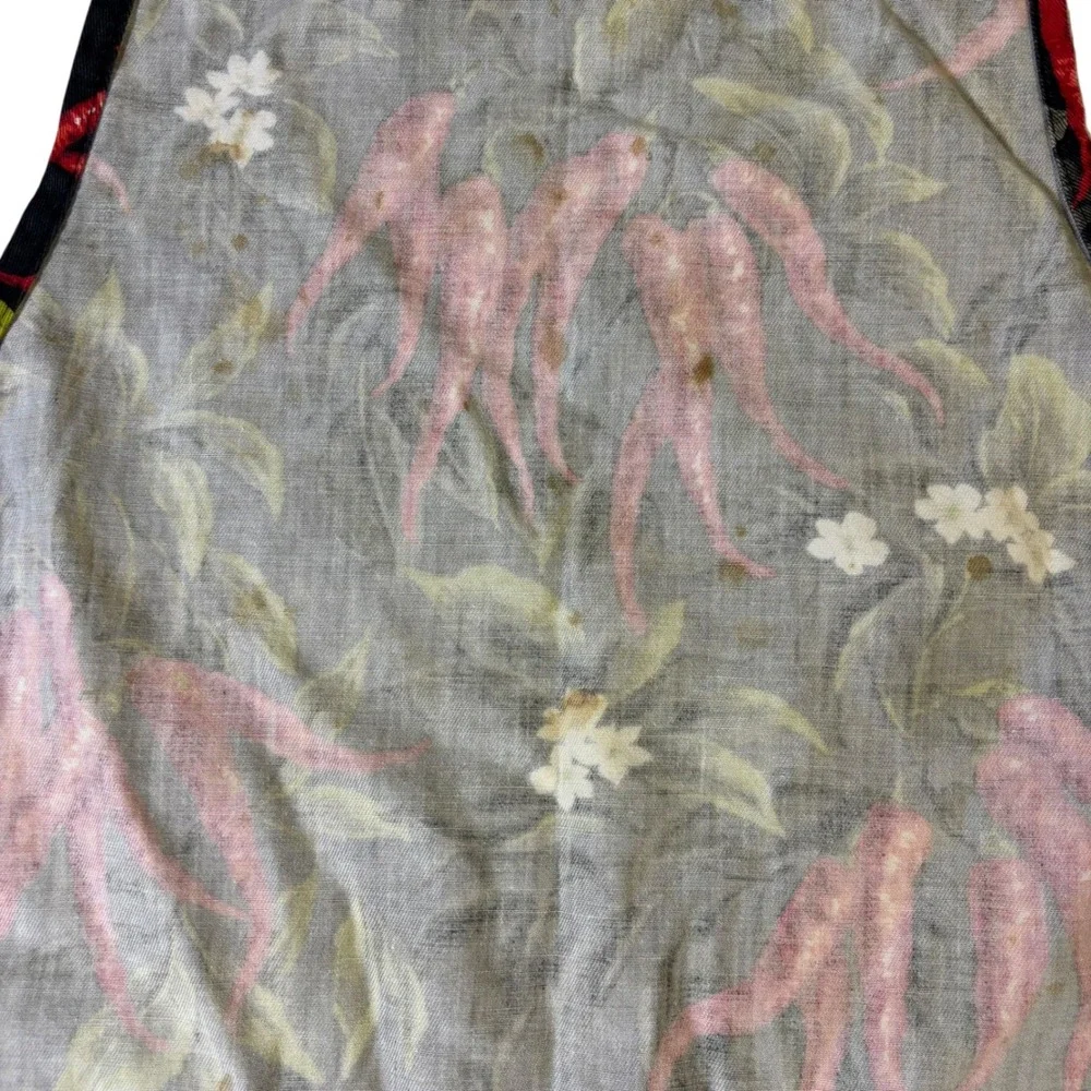 Fresh Impressions Red Chili Pepper Print Bib Apron with Pockets Black Cotton